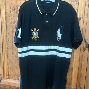 Ralph Lauren Black Polo with White Stripes